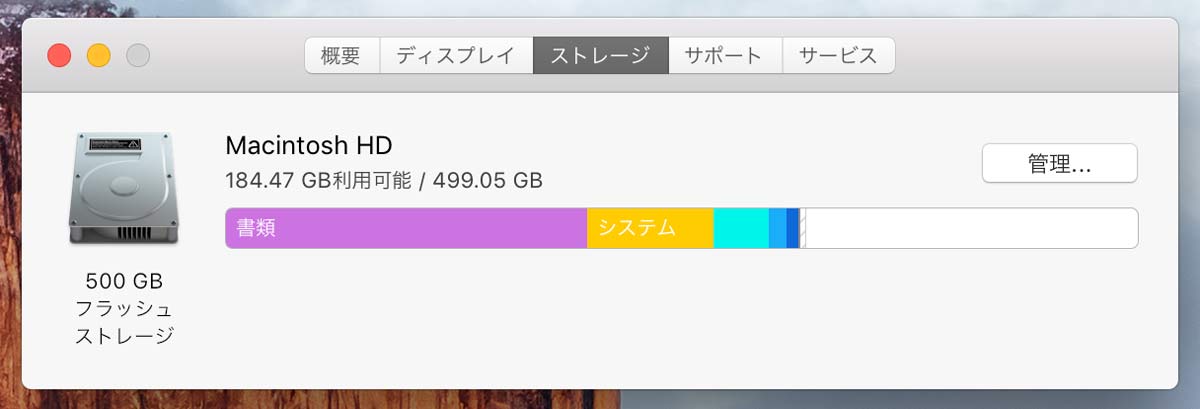mac-storセーフモード起動後のストレージ容量