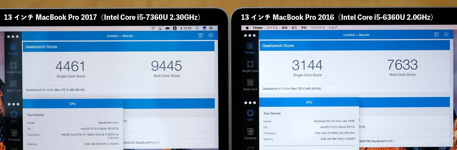 MacBook Pro 13インチ(2017)CPUの性能