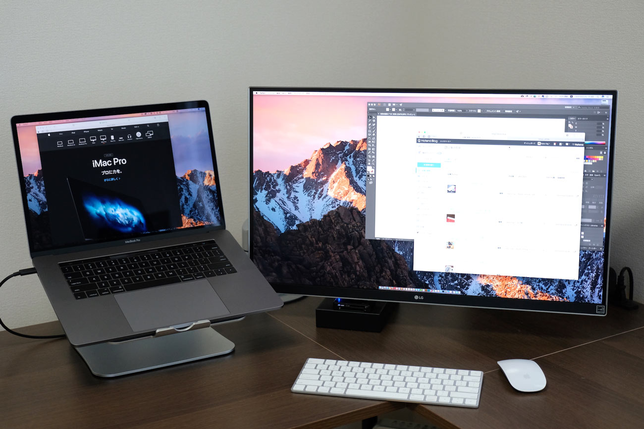20171011012145j:plain MacBook Proと4Kモニターのデュアルディスプレイ環境