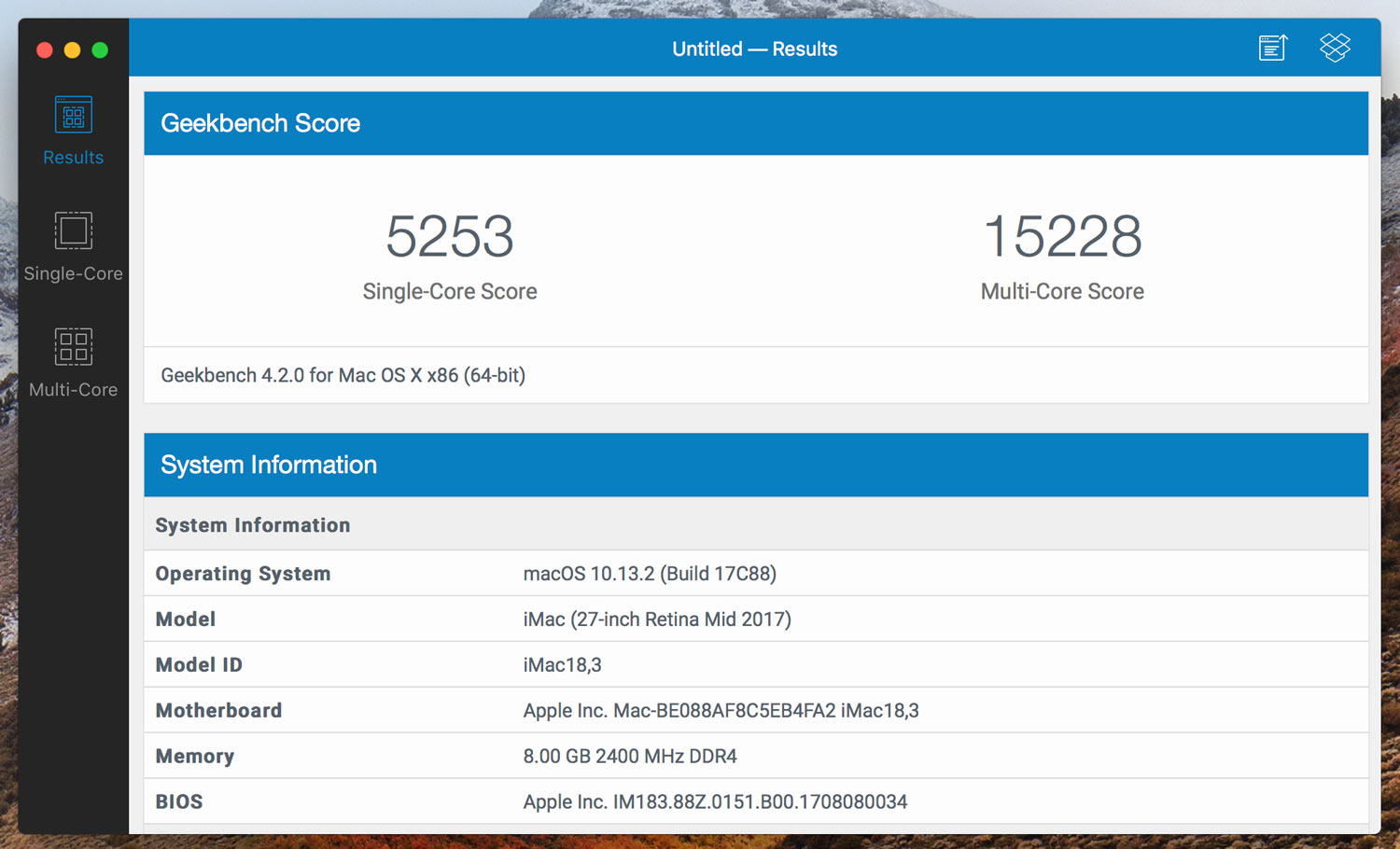 20171217123113j:plain iMac 5K Core i5-7600K CPU性能
