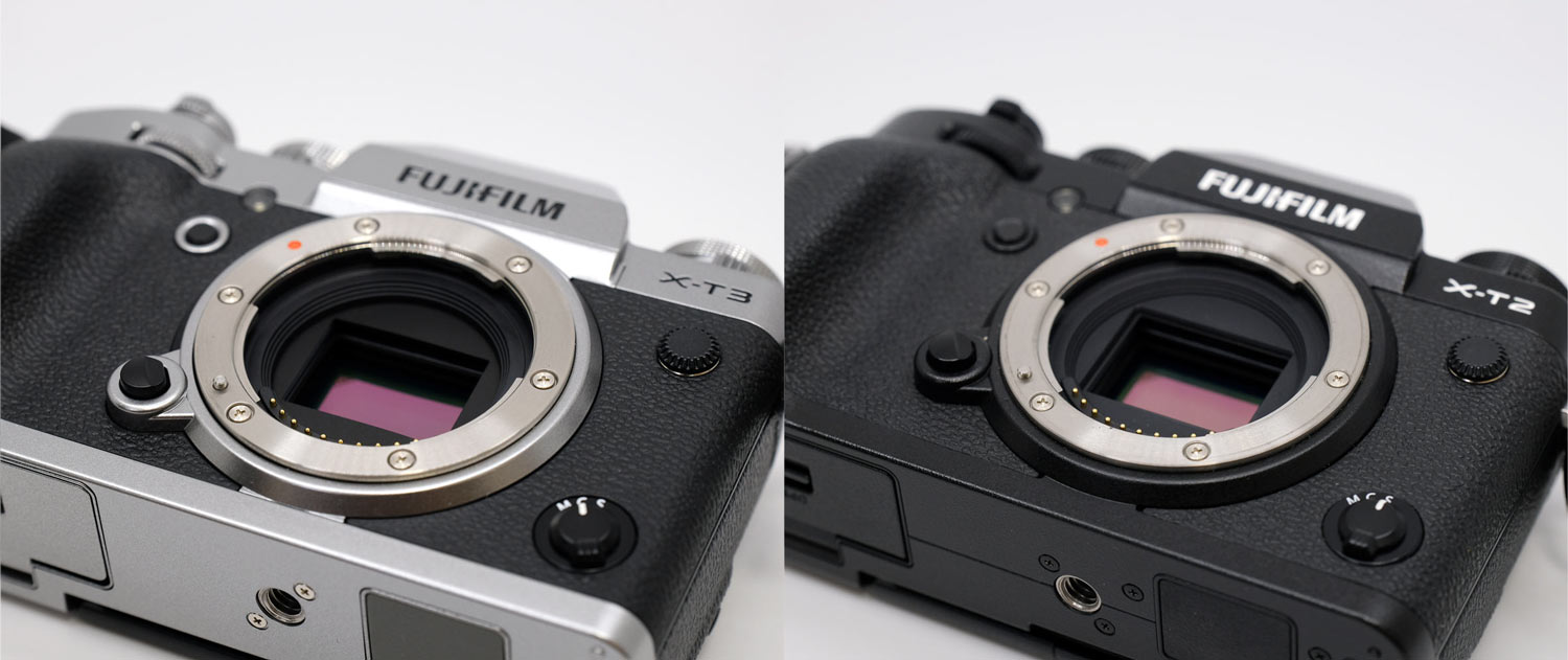 X-T3とX-T2のマウント部分比較