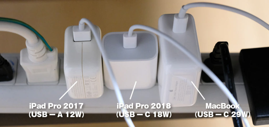 iPad Pro 12.9(第3世代)USB-C電源アダプタのサイズ比較