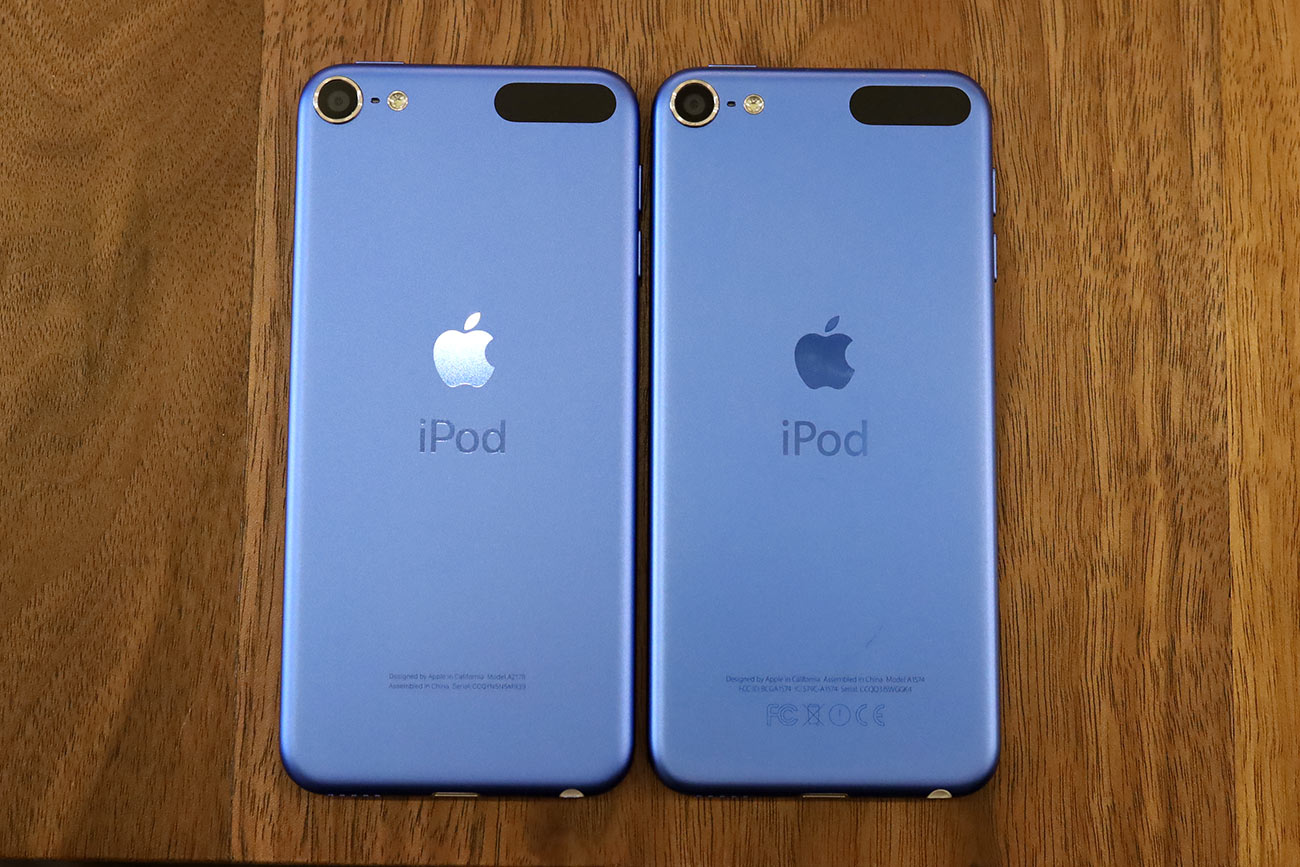 iPod touch(第7世代)背面パネルのデザイン比較