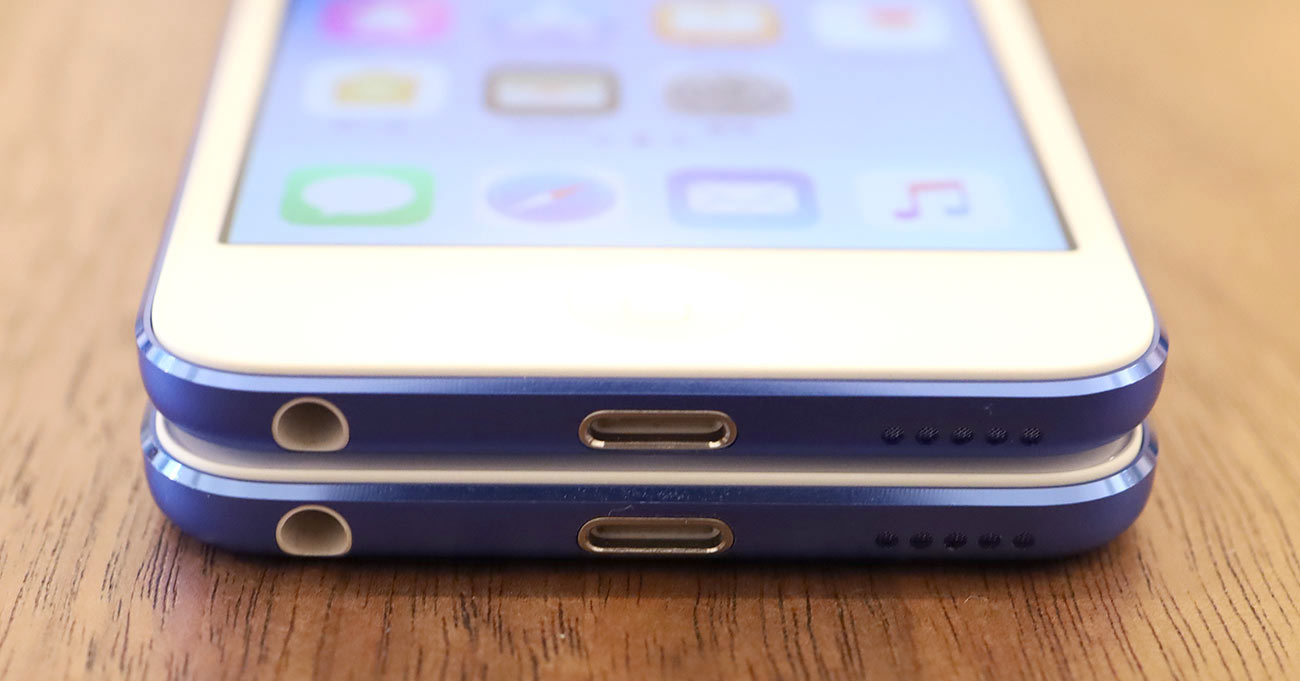 iPod touch(第7世代)と(第6世代)下部部分