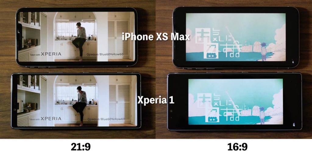 21:9と19:9の画面領域