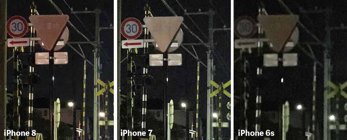iPhone 8とiPhone 7のリアカメラ 画質の違いを比較(暗所ノイズ)