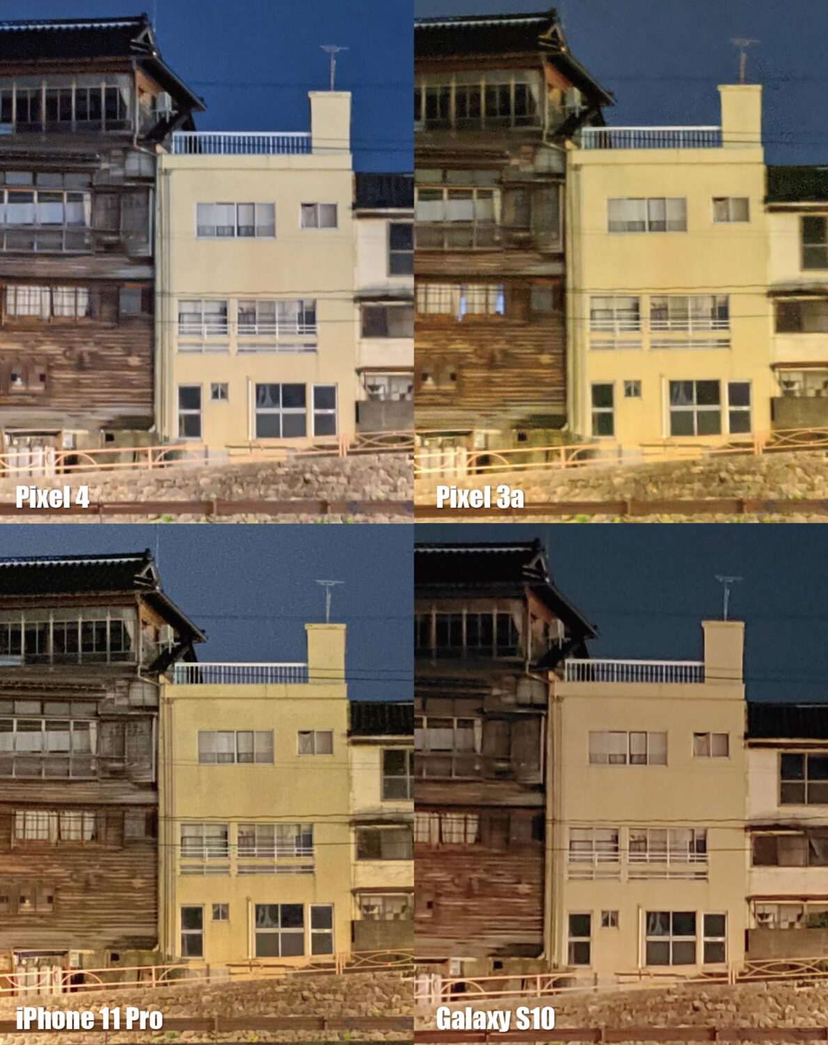 暗闇によるナイトモードの比較（拡大）