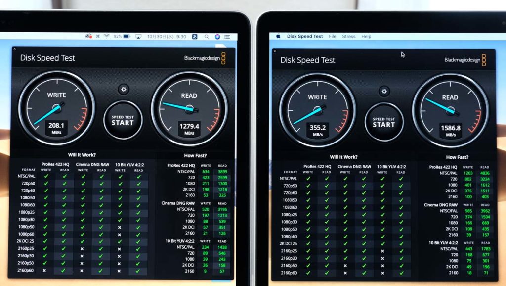 SSD性能比較 MacBook Pro 2019 vs Air 2018(128GB)