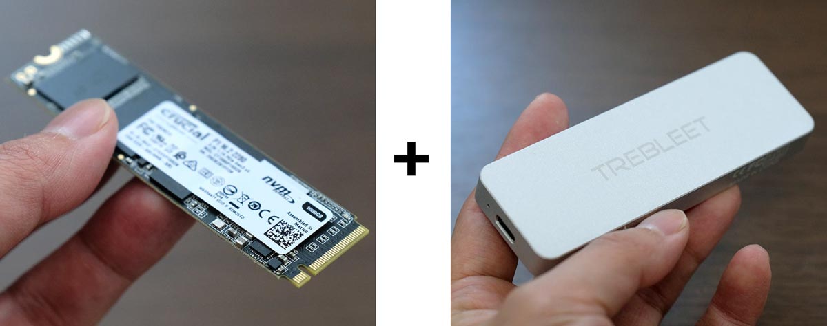 M.2 SSDと専用ケースを組み合わせる