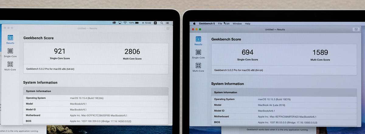 MacBook Air 2020 CPUの性能比較