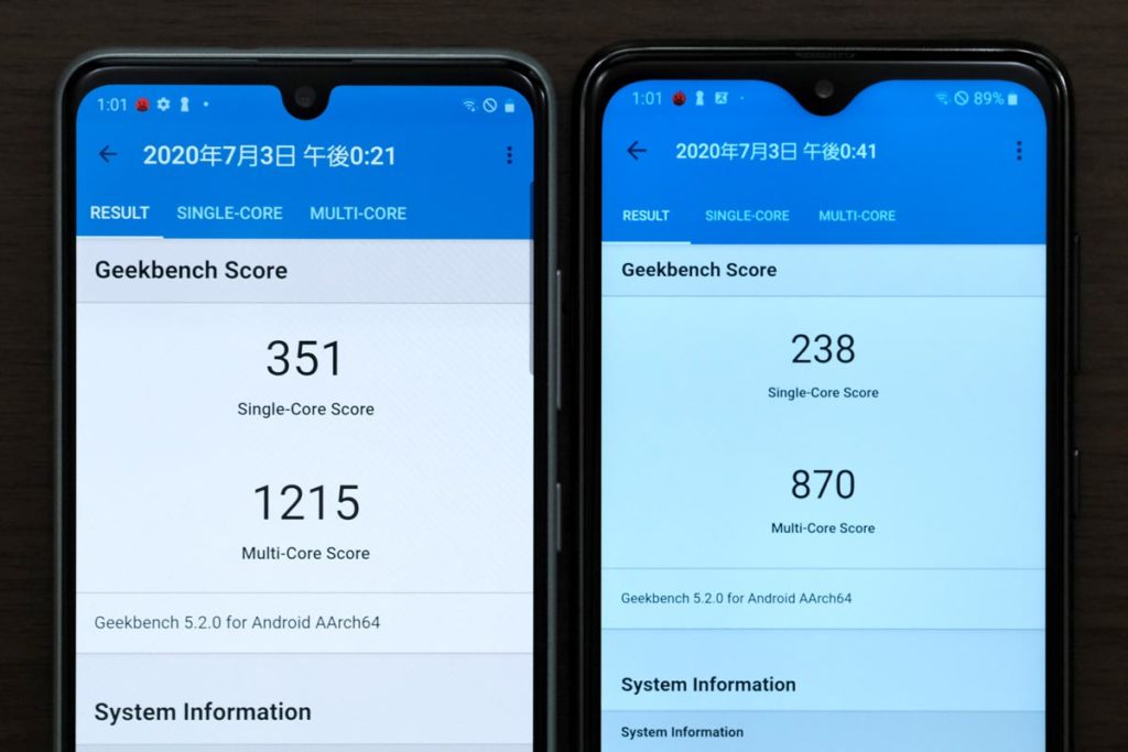 Galaxy A41・A20のCPU性能比較