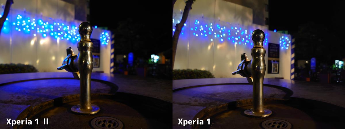 Xperia 1 II・Xperia 1 標準カメラの画質比較(暗いところのライト)