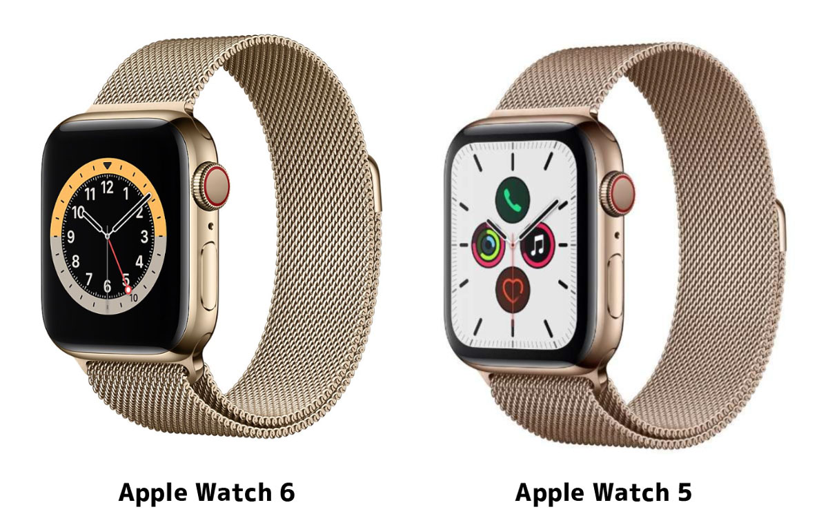 Apple Watch 6と5のゴールド比較