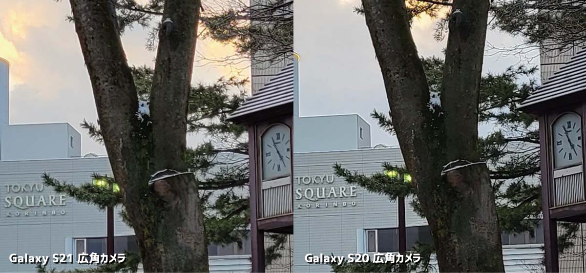 Galaxy S21・S20 広角カメラ比較