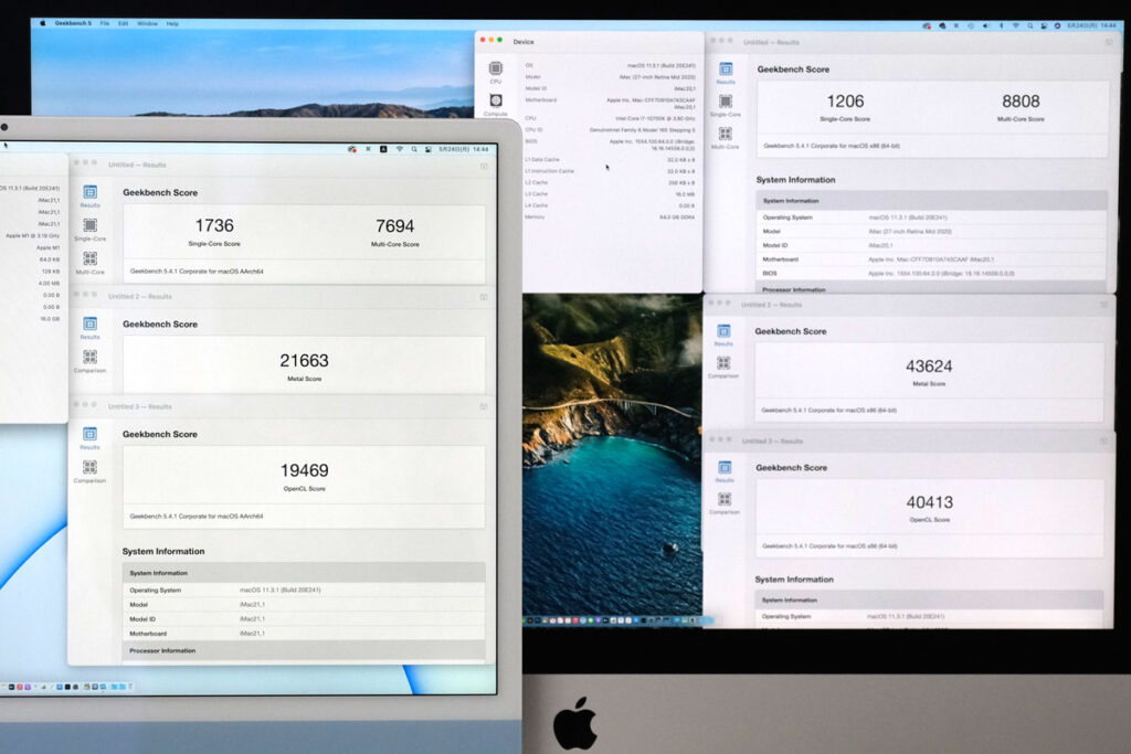 iMac 24インチ Geekbench 5のスコア