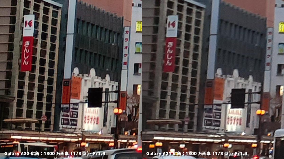 Galaxy A22・Galaxy A21 画質比較(建物)