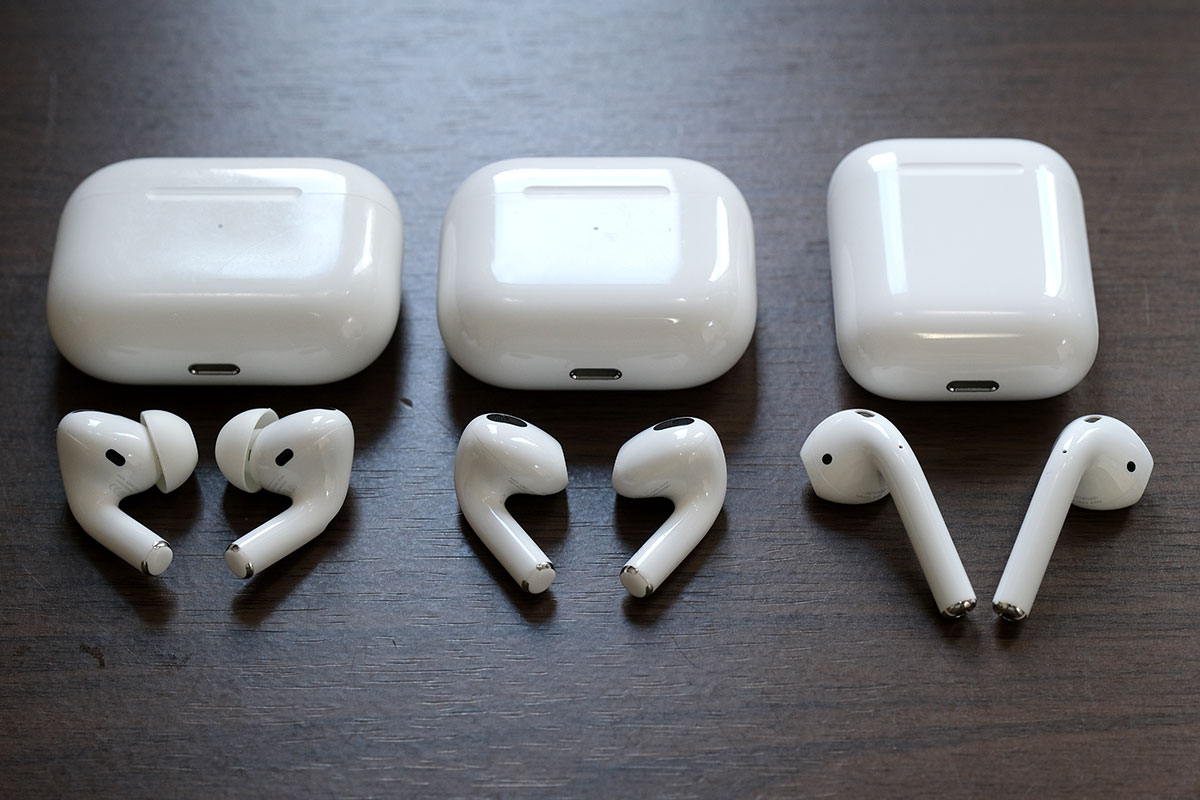 AirPods Pro・AirPods(第3世代)・AirPods(第2世代)デザインの違い