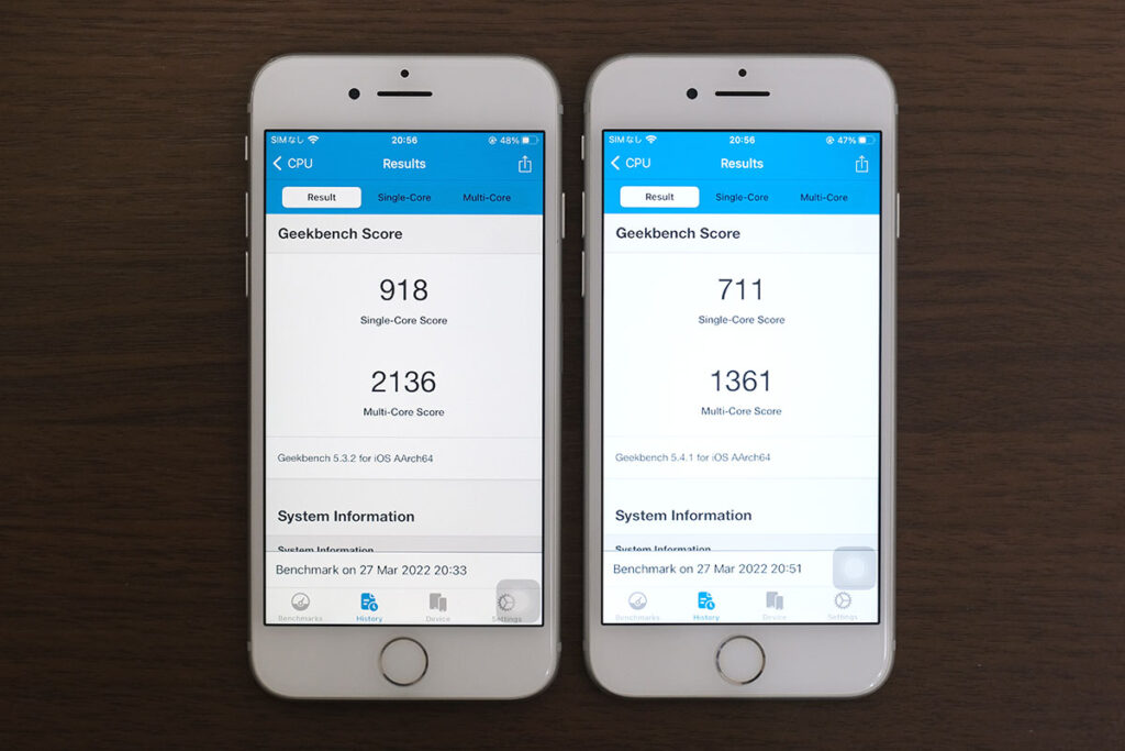 iPhone 8、iPhone 7 Geekbench 5