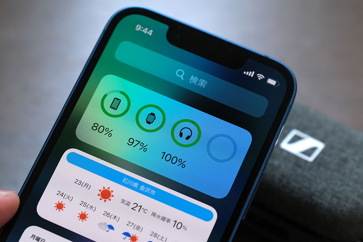 iPhoneでMOMENTUM True Wireless 3のバッテリー残量表示