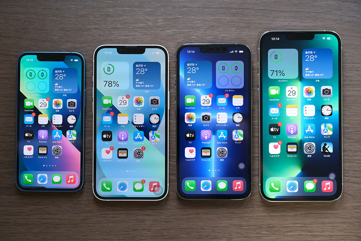 iPhone 5.4インチ → 6.1インチ → 6.7インチ 比較