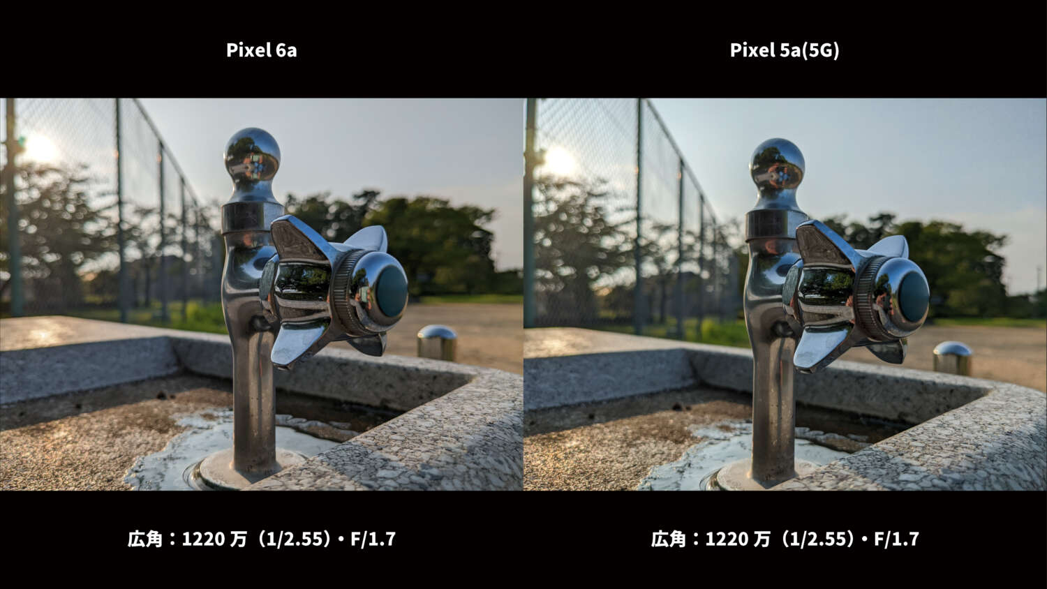 Pixel 6a・Pixel 5a(5G) 広角カメラ比較:水道