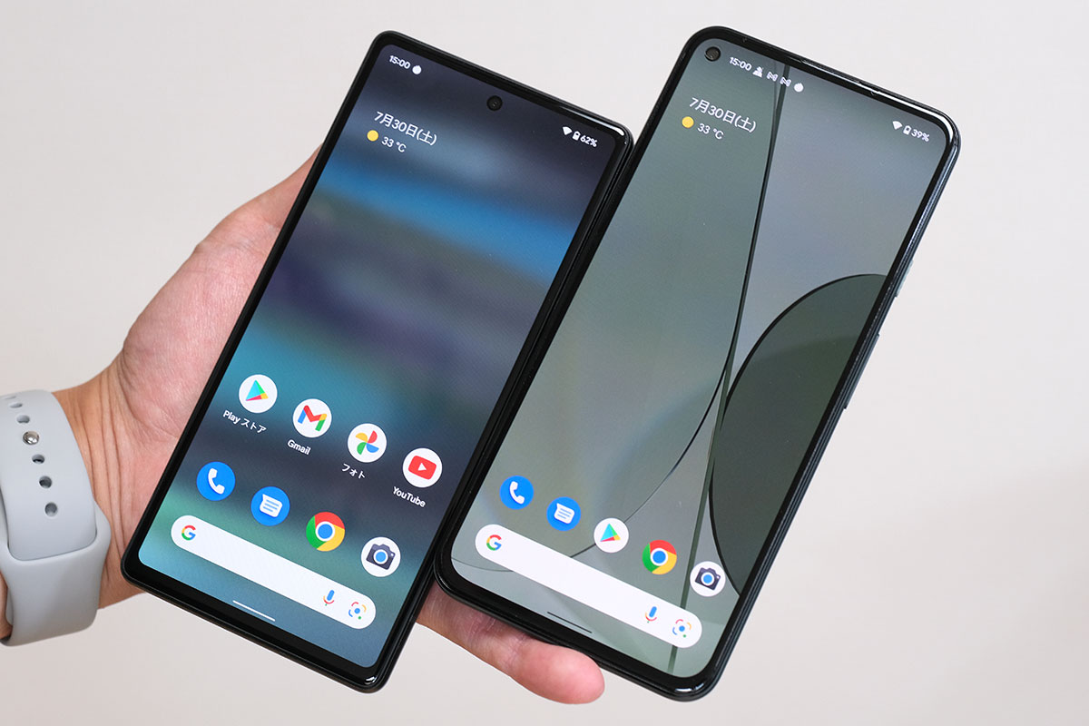 Pixel 6aとPixel 5a(5G)の正面デザイン