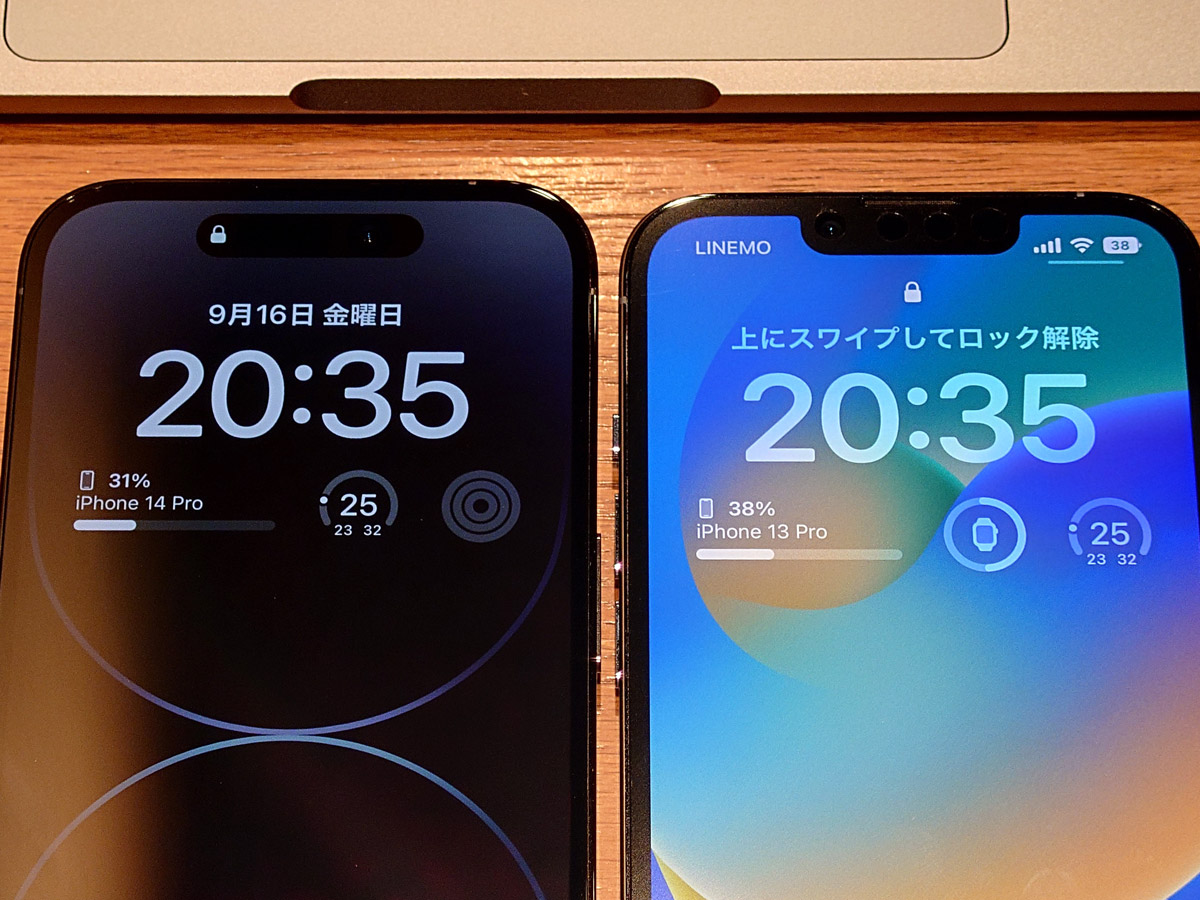 iPhone 14 Pro・13 Pro 常時表示時の電池持ち比較