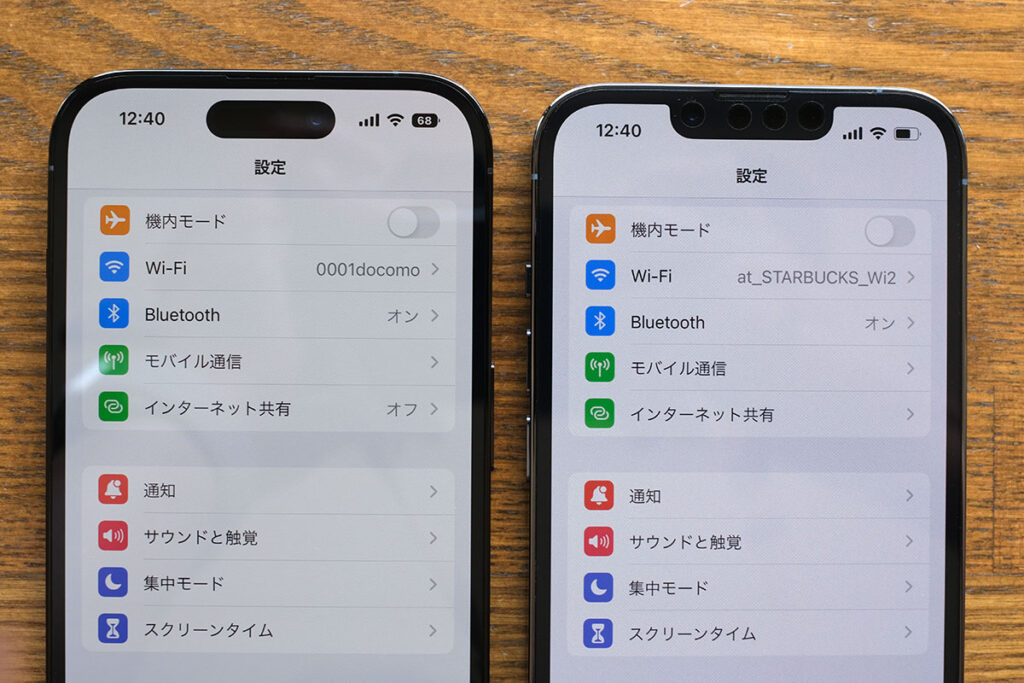 iPhone 14 Proと13 Proの画面サイズ比較