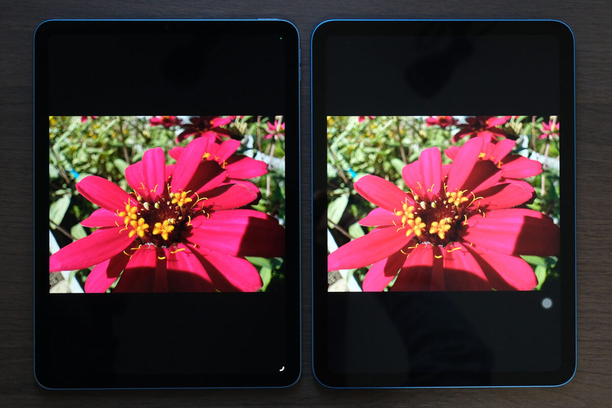 iPad Air(第5世代)・iPad(第10世代)のディスプレイの色合い比較