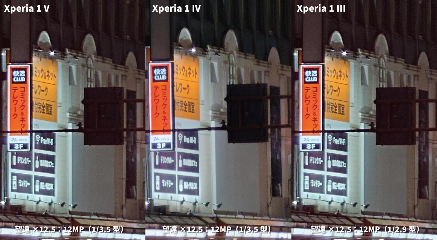 Xperia 1 V、1 IV、1 III 望遠カメラの画質比較