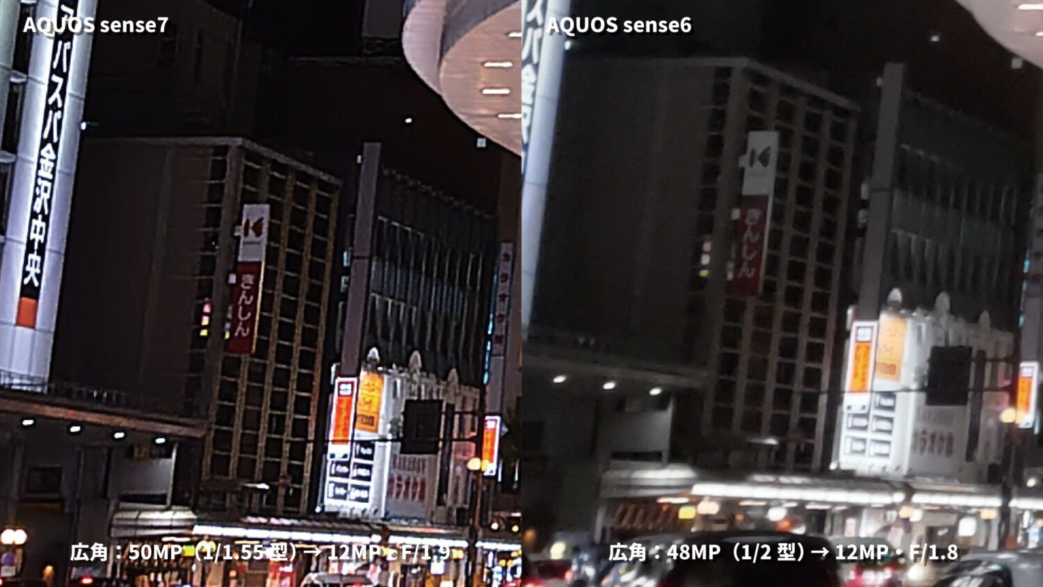 AQUOS sense7・6:広角カメラの画質を比較