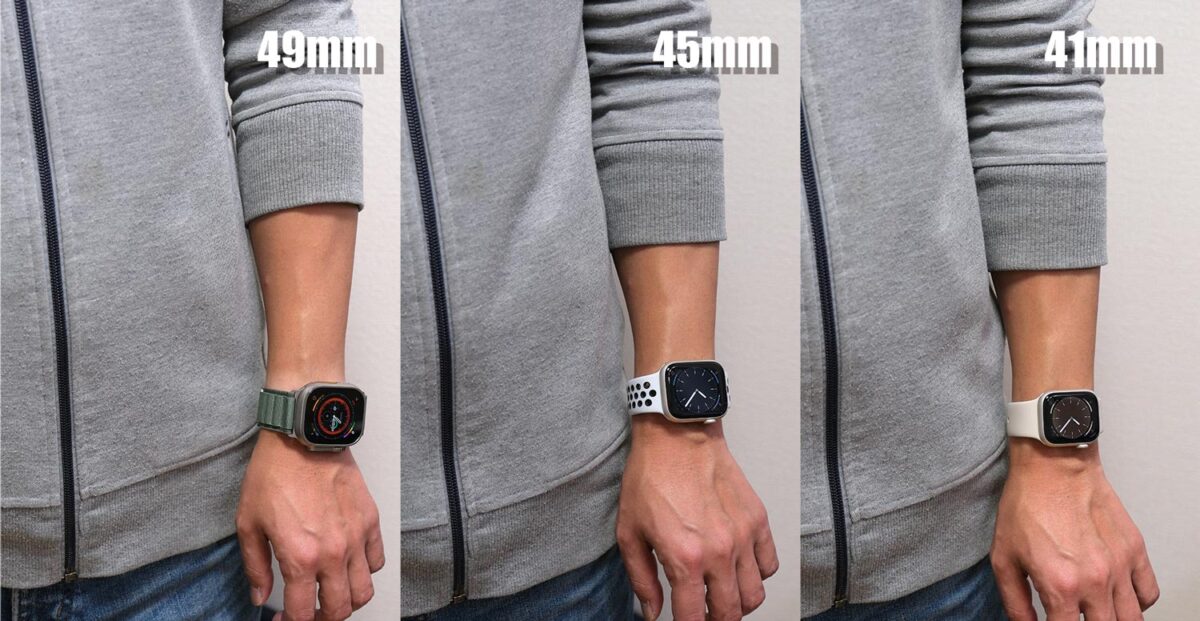 Apple Watch 49・45・41mm サイズ感(黒背景)