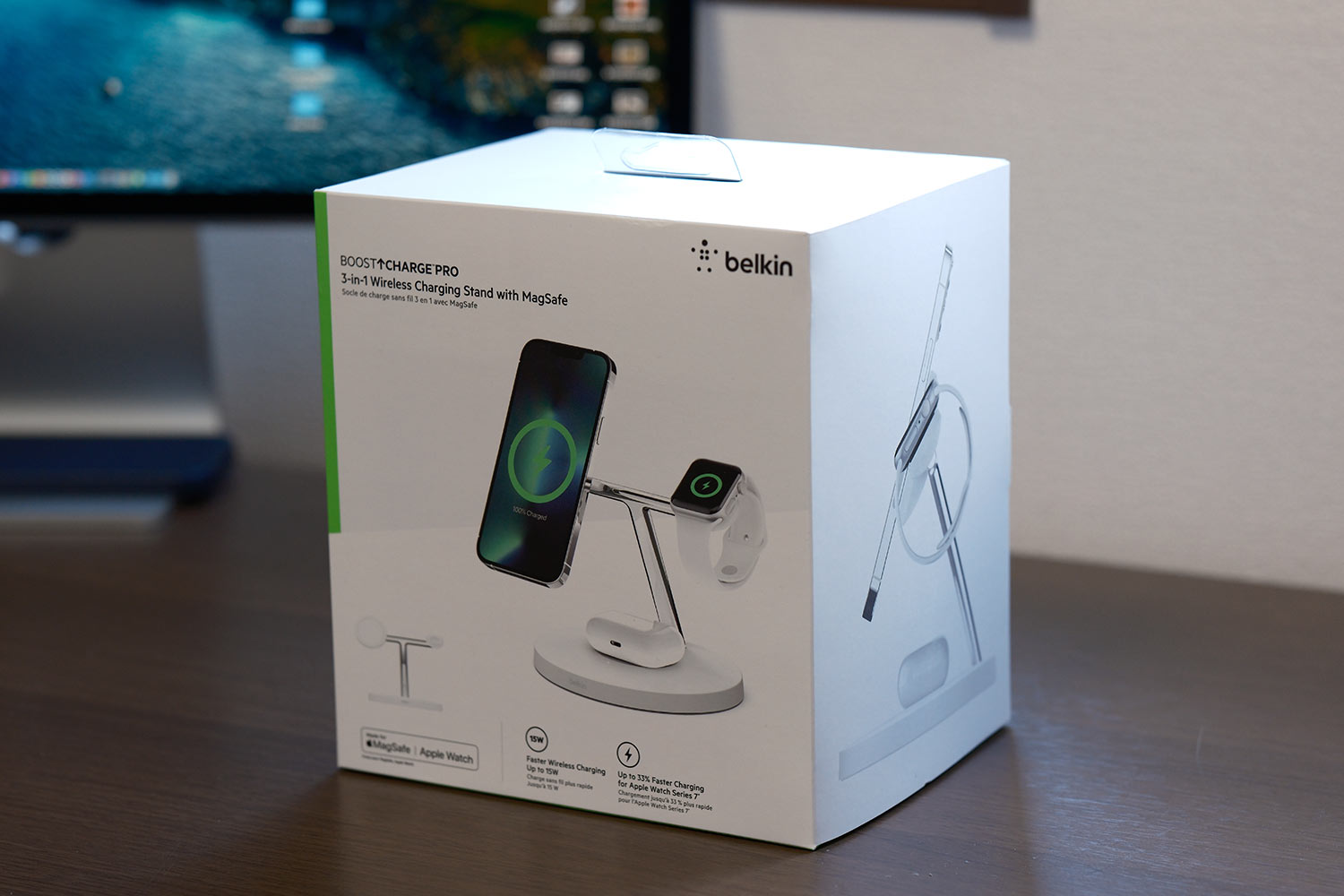 Belkin BOOST↑CHARGE PRO MagSafe 3-in-1 Wireless Charger 15W パッケージ