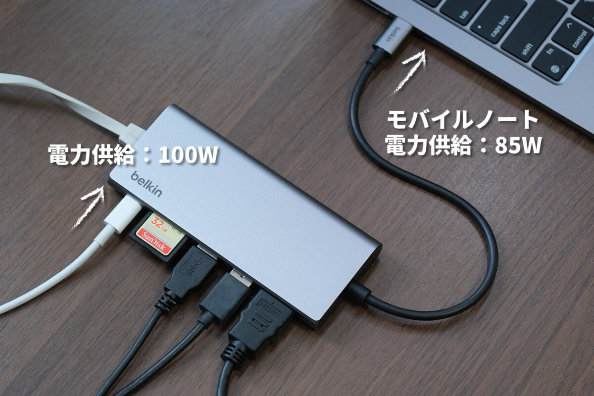 Belkin USB-C Connect 7-in-1 マルチメディアハブアダプタ 接続の図