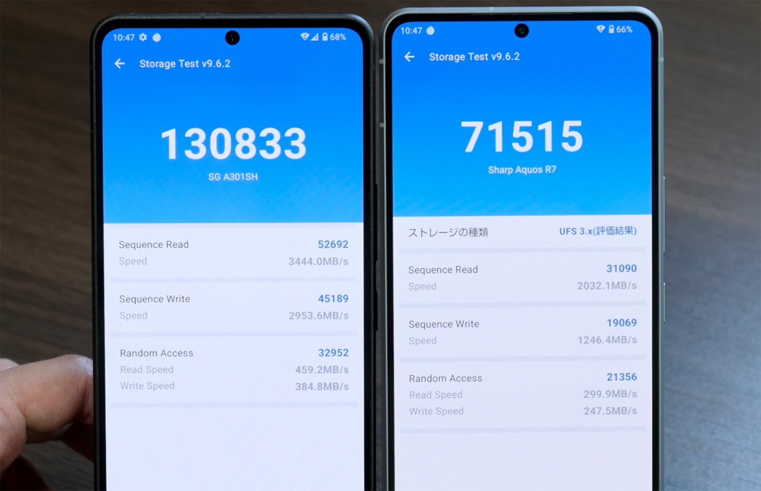 AQUOS R8 pro vs R7 ストレージ性能比較