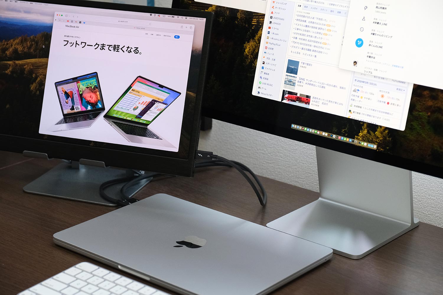 MacBook Air(M3)クラムシェルモードで外部モニター2台出力