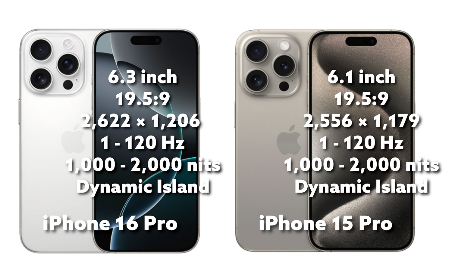 iPhone 16 Pro vs 15 Pro ディスプレイ比較