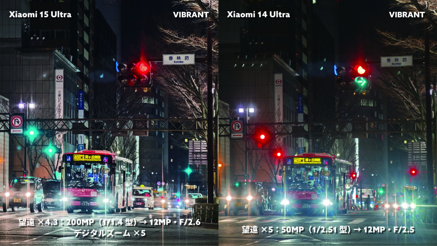 Xiaomi 15 Ultra vs 14 Ultra 望遠5倍ズーム