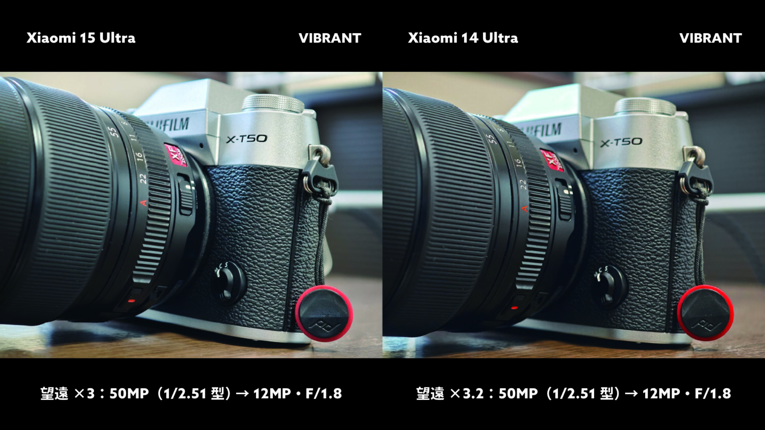Xiaomi 15 Ultra vs 14 Ultra 望遠3倍カメラ X-T50