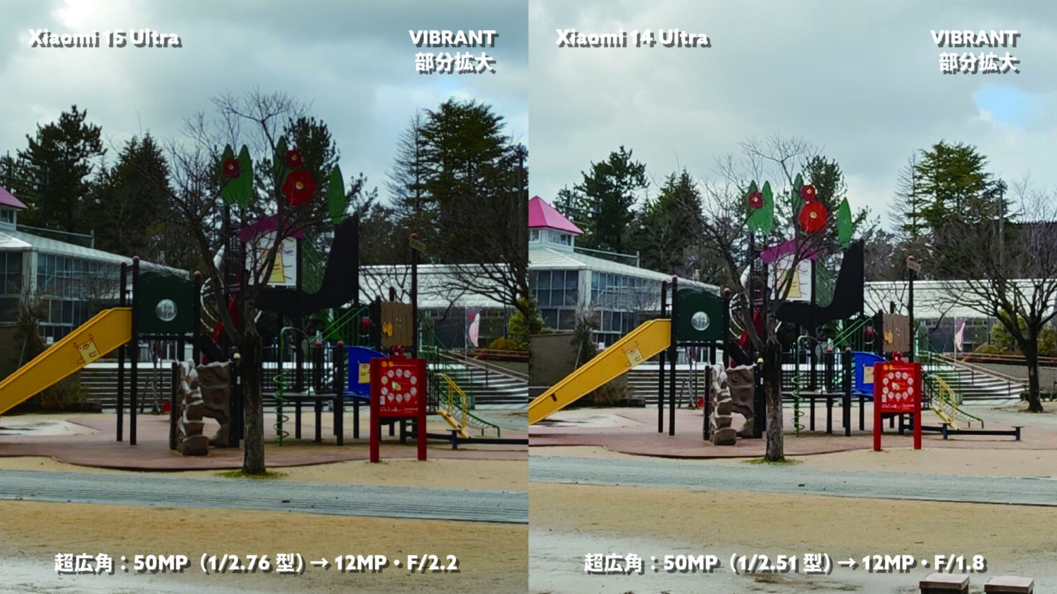 Xiaomi 15 Ultra vs 14 Ultra 超広角カメラ 公園