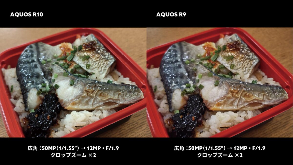 AQUOS R10 vs R9 広角×2 サバ飯