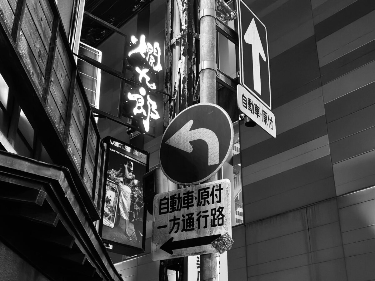 arrows Alpha 広角×2 白黒ビビッド 夜の標識
