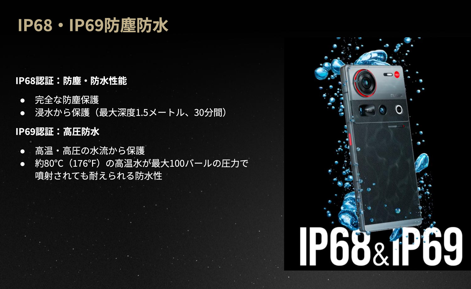 nubia Z70S Ultra IP69対応