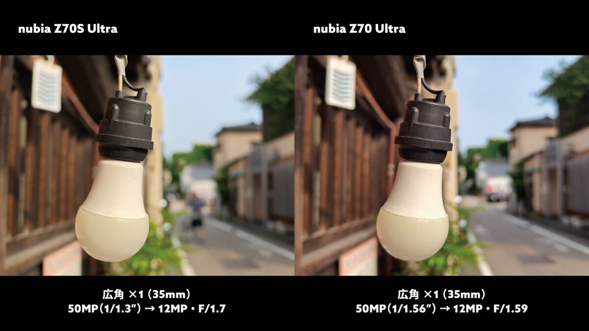 nubia Z70S Ultra vs Z70 Ultra 広角×1 背景ボケ感