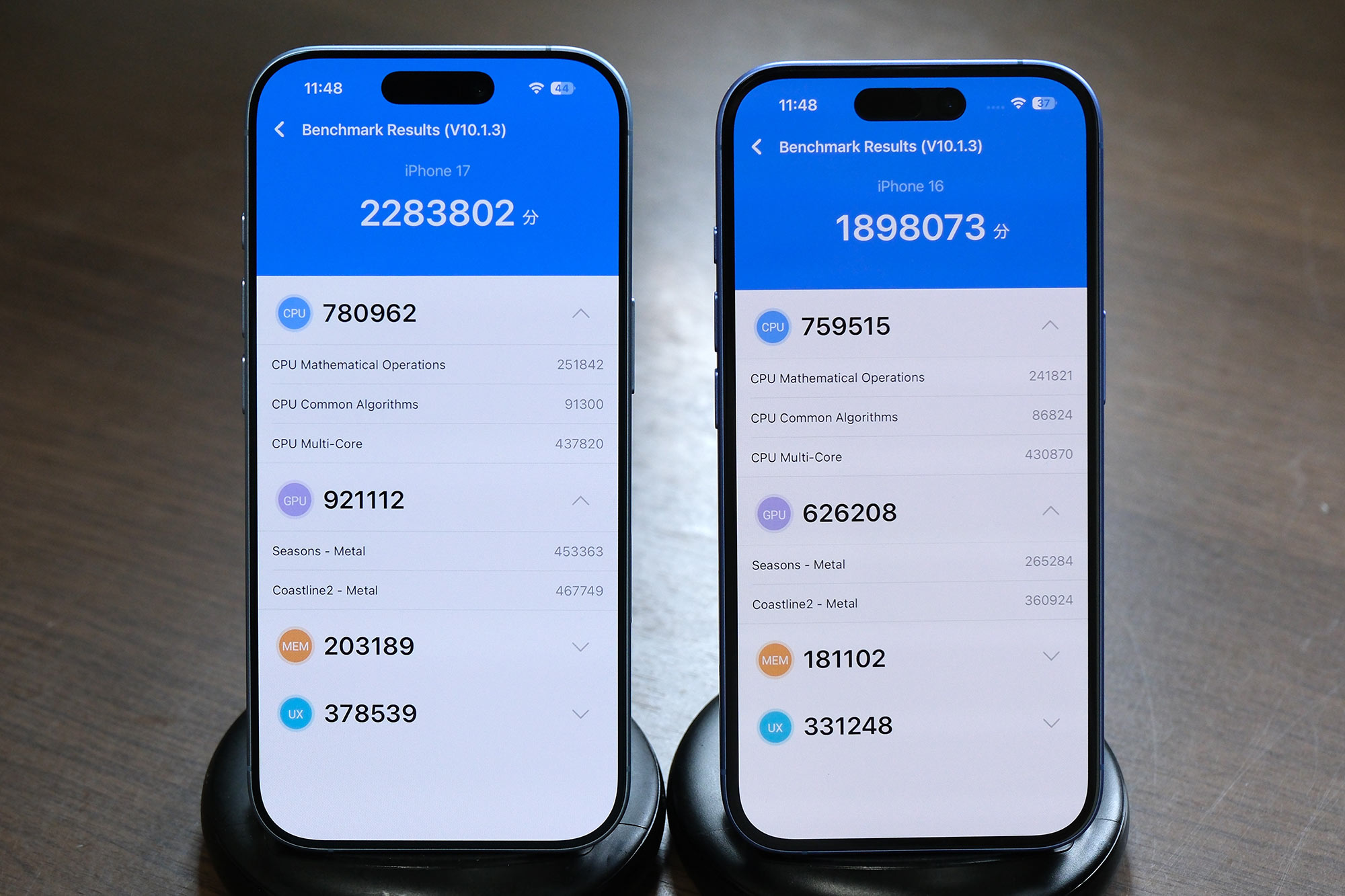 iPhone 17 vs 16 Antutuスコア