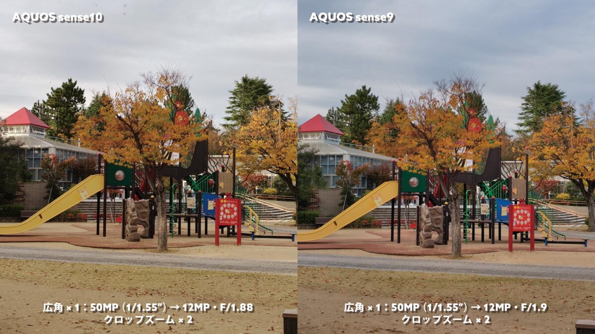 AQUOS sense10 vs sense9 広角カメラ(×2)画質比較