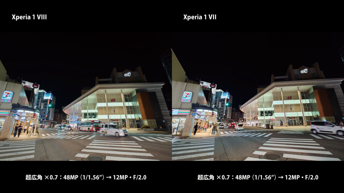 Xperia 1 VIII vs 1 VII 超広角カメラ
