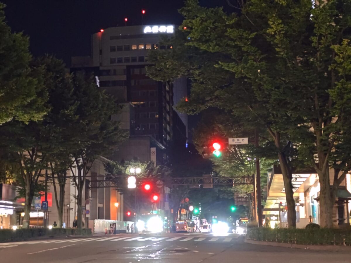 AQUOS R11 作例 夜景 街路樹