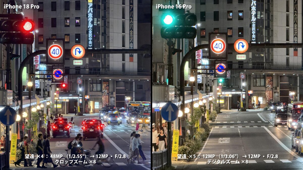 iPhone 18 Pro 夜景 望遠 8倍 比較