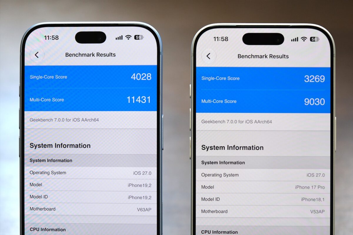 iPhone 18 Pro Geekbench 7 比較
